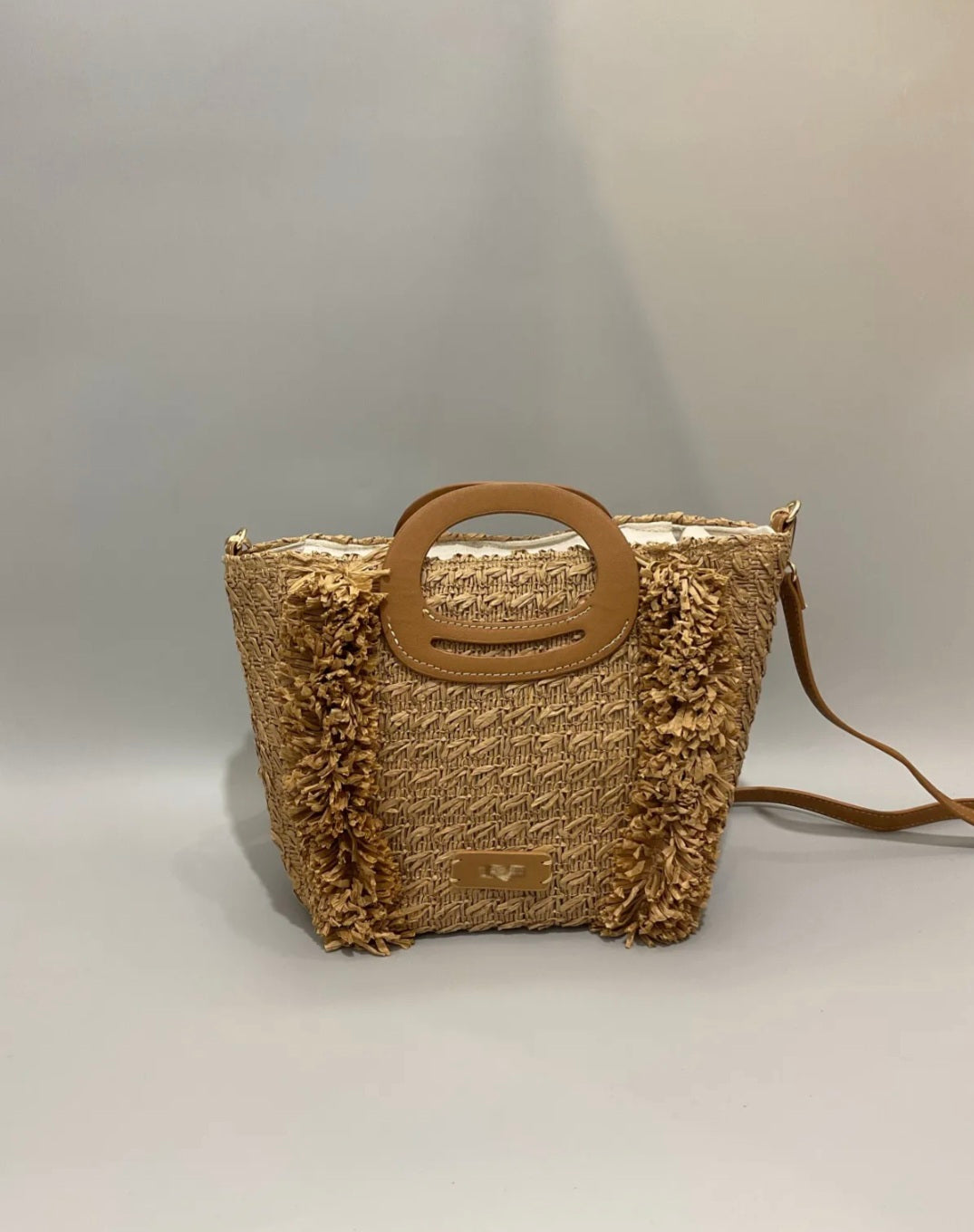 Sac paille taupe
